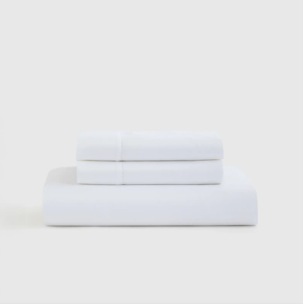 Quince Organic Cotton Sateen White Sheet & 2 Pillowcase! Queen (131)